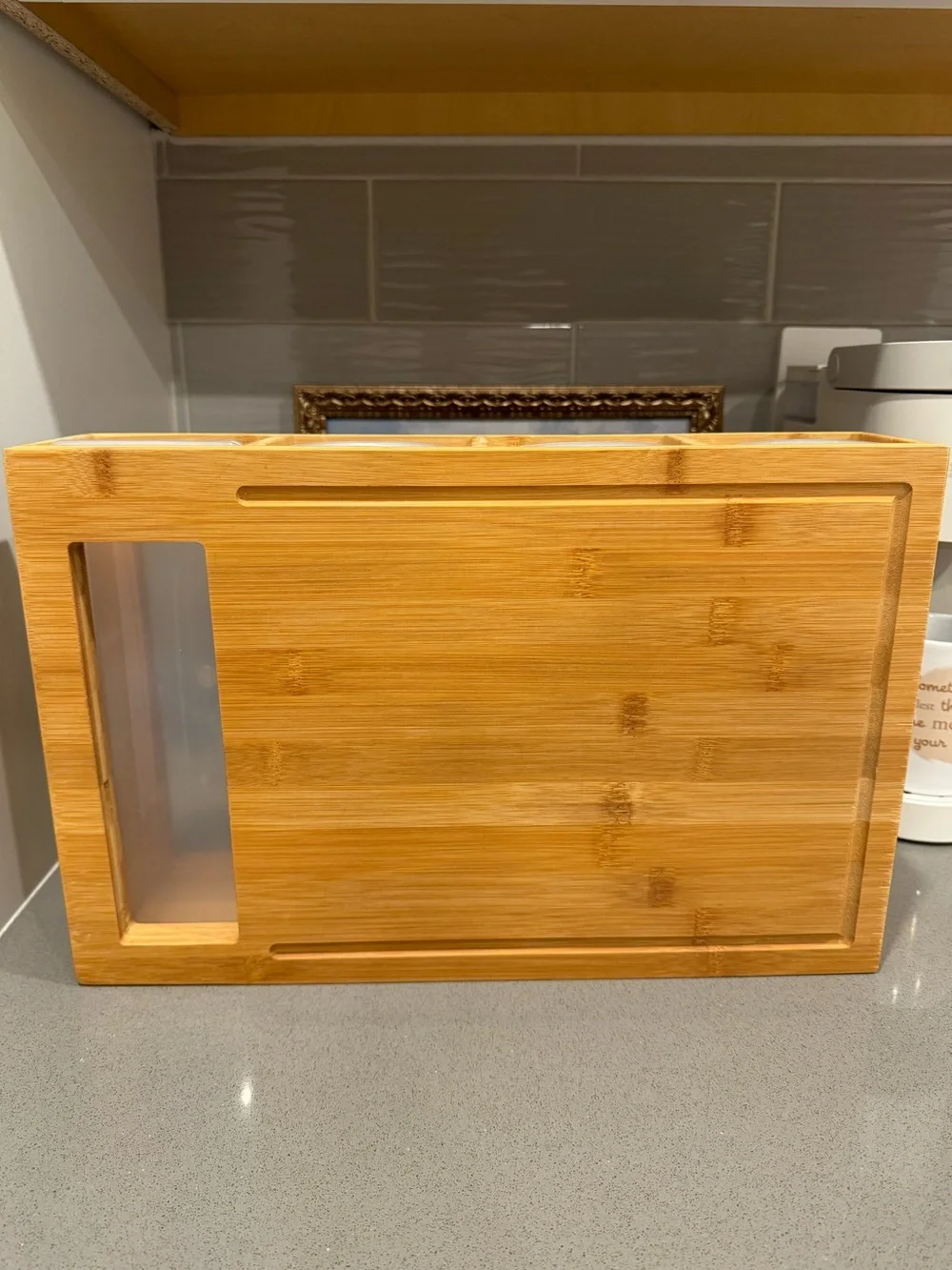 Bamboo Cutting Board with Pull-Out Drawers - Natural (NWOT)